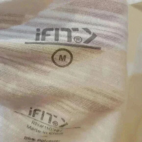 IFIT Women's Ivory Poly/Tencel Short Sleeve V-Back Slit Back T-shirt - Picture 10 of 11